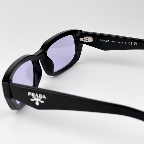 Prada PRB06S Rectangle Sunglasses – Black Frame Violet Lenses | Model 16K40J - Picture 7 of 9